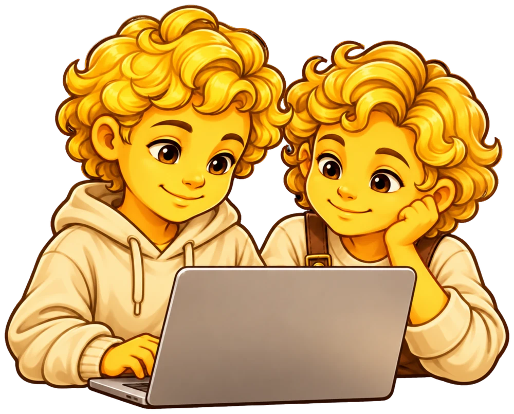 Two Boos side by side at a laptop, taking the Boo-Print together